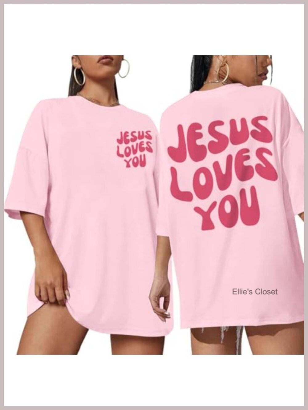 Oversized Jesus Loves You T-Shirt for Women Religious Faith Graphic Tee
